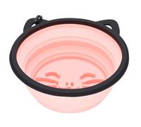 HEEPDD Cuenco de Agua Portátil para Perros de 750 Ml de Silicona Plegable, Plato de Comida de Viaje con Diseño de Oreja de Gato de Alimentación Lenta, Se Pliega en 3 Segundos, Apto para (Pink)