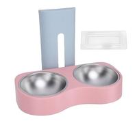 HEEPDD Cuenco de Alimentación para Mascotas Montado en la Pared, Diseño Antipunta de Ajustable de Acero Inoxidable con Separación Integrada de Alimentos y Agua, para Perros Pequeños y (Azul Rosado)
