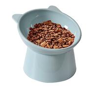 HEEPDD Cuenco de Comida para Gatos, Elevado, Inclinado, Antideslizante, Antidispersión, para Perros Pequeños y Gatos, con Base Estable para una Alimentación Cómoda y Salud Digestiva (Gris Azulado)