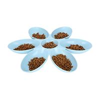 HEEPDD Cuenco de Comida para Gatos, Forma de Pétalos de Flores de Plástico, Plato de Alimentación para Gatos Múltiples de 16,3 Pulgadas para Gatitos y Cachorros (Blue)