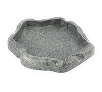 HEEPDD Cuenco de Reptiles, Roca de Resina Peces de Reptiles para Alimentación y Agua, Adorno para Mascotas de Acuario, Plato de Terrario para Tortuga [Verde Oscuro S] Comida