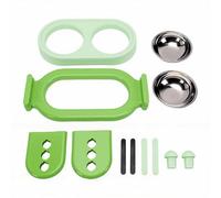 HEEPDD Cuenco Elevado Ajustable para Gatos, Cuencos Dobles de Acero Inoxidable, Comedero Elevado Antiderrames para Gatos Pequeños y Grandes, 2 Alturas de 15,75x7,09x6,3 Pulgadas (Green)