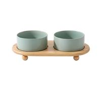 HEEPDD Cuenco Elevado para Gatos con Soporte, 2 Cuencos de Cerámica No Porosos Resistentes a los Arañazos, Aptos para Lavavajillas para Gatos y Perros Pequeños (850ml)