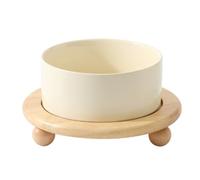 HEEPDD Cuenco Elevado para Gatos, Platos de Cerámica Elevados para Gatos con Soporte de Madera, Apto para Microondas y Lavavajillas, Cuenco para Mascotas Antivómitos (850ml)