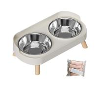 HEEPDD Cuencos Elevados para Perros con Soporte, Cuencos de Agua para Comida para Mascotas de Acero Inoxidable con Protector contra Salpicaduras y Patas Antideslizantes, 2 X 400 Ml de