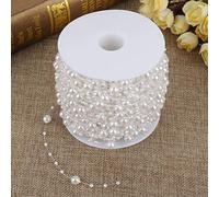 HEEPDD Cuentas de Alambre de Perlas de 60 M, Perlas Artificiales de 3 Mm, de Cuerda, Cadena de Rollo de Guirnalda para la Fiesta de Bodas Materiales Hechos a Mano (White)