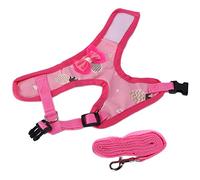 HEEPDD Cuerda de Tracción para Pollos para Mascotas, Arnés de Malla Transpirable Ajustable para Caminar, Patos, Gallinas y Mascotas Pequeñas (M piña Rosa)