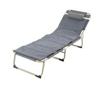HEEPDD Cuna Plegable de la Cama del Sillón de la Playa, Marco del Hierro para Acampar, Patio Trasero, Siestas de la Oficina Nan (56 Tubo Redondo Gris y Almohadilla de Algodón)