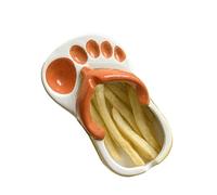 HEEPDD de Cerámica para Patatas Fritas, Divertido Cuenco para Servir Aperitivos con Acabado Vibrante, Decoración única para el Hogar para Cocina y Cafetería (ORANGE)