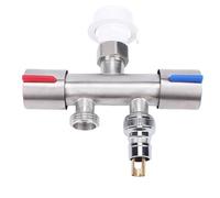 HEEPDD Desviador de Grifo de Acero Inoxidable G1/2, Divisor de Grifo de Doble Control 304 con Flujo de Agua Ajustable, Ideal para Lavadora y Uso en Jardín
