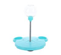 HEEPDD Dispensador de Bola de Comida de Gato, Forma de Oso Círculo de Alimentos con Fugas de Bola de Primavera Plástico Lindo Juguete de Alimentador Adecuado para Gatos y Perros (Blue)