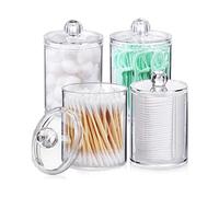 HEEPDD Dispensador Transparente de Soporte Qtip, Tapa Extraíble, Recipiente de Almacenamiento Pequeño para Baño, Juego para Hisopos de Algodón y Almohadillas Cosméticas en Estante de Tocador,