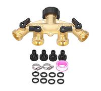 HEEPDD Divisor de Manguera de Agua G3 4, Adaptador de Manguera de Jardín de Latón de 4 Vías con Control de Interruptor para Grifo, Césped, Riego de Macizos de Flores