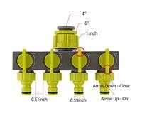 HEEPDD Divisor de Manguera de Jardín de 4 Vías, Material ABS, Diseño a Prueba de Fugas, Válvulas de Control Independientes, Ideal para Uso en Jardín, Granja y Patio