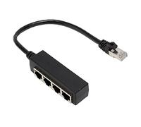 HEEPDD Divisor Ethernet RJ45, Adaptador de Cable de Red de 1 a 4 Puertos, 8 Pines Chapado en Oro, Material PCB ABS, Negro, para Extensión de Red de Computadora Portátil de Oficina en Casa