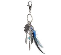 HEEPDD Dreamcatcher Keyring, Cadena de Llave de Tonos Plateados Turquesa Turquoise Hamsa Hand Charm Keyring para Manualidades de Joyería de Bricolaje Cadena Clave Hacer Decoraciones Colgantes Nan