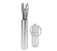 HEEPDD Ear Pick, 6 Piezas de Acero Inoxidable Curette Earwax Removal Kit Tubo de Almacenamiento de Bolsillo Llavero para Limpieza de oídos