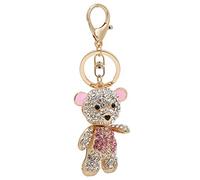 HEEPDD Elegante anillo con forma de oso rosa, llavero brillante Cristales de aleación resistentes a la oxidación Llavero Bolso único Monedero Accesorio de decoración para teléfono móvil
