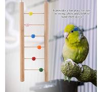 HEEPDD Escalera de Madera para Loros, Juguete de Escalada para Ejercicio de Pájaros con Columpio, Perca, Campanas y Cuentas, Mastica los Picos, Fortalece los Músculos de Pies, Fácil de Colgar con