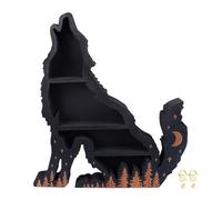 HEEPDD Estante de Exhibición con Temas de Lobo, Listra de Cristal de Múltiples Niveles de Madera para Decoración del Hogar, Dormitorio, Sala de Estar, No Se Necesita Ensamblaje, 11.8 X (Lobo Derecho)