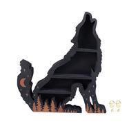 HEEPDD Estante de Exhibición con Temas de Lobo, Listra de Cristal de Múltiples Niveles de Madera para Decoración del Hogar, Dormitorio, Sala de Estar, No Se Necesita Ensamblaje, 11.8 X (Lobo se fue)