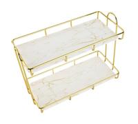 HEEPDD Estante de Maquillaje de 2 Niveles de Oro de Oro Elegante con Diseño Humanizado para la Organización del Baño (S)