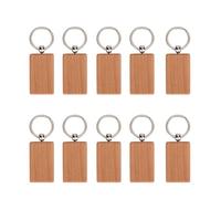 HEEPDD Etiquetas de Etiqueta de Llave de 10pcs, Llave de Madera de Haya Suave con Anillo de Llavero Decoración de Bolsas de Ropa de Bricolaje para Bolsas de Llaves Usbs e (Tamaño rectangular 5*3 CM)