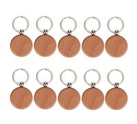 HEEPDD Etiquetas de Etiqueta de Llave de 10pcs, Llave de Madera de Haya Suave con Anillo de Llavero Decoración de Bolsas de Ropa de Bricolaje para Bolsas de Llaves Usbs e (Tamaño del círculo 4 cm)