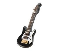 HEEPDD Exhibidor de guitarra en miniatura, guitarra decorativa de abedul brillante en miniatura para oficina (negro eléctrico)