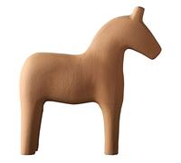 HEEPDD Figura de Caballo de Madera, Estatua de Madera de Pino Pintada a Mano, Adorno de Animal de Color Puro Simple para Decoración de Mesa de Oficina en Casa (Caqui #14)
