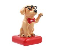 HEEPDD Figurita Decoración de Escritorio para el Hogar, Oficina, Accesorios de Coche, 10,5 Cm, Adorable Perro Que Agita el Brazo con Energía Solar, Balanceo, Jardinería (Perro Perdiguero de Oro)