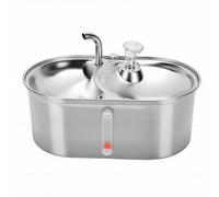 HEEPDD Fuente de Agua para Gatos y Cuenco de Comida, Dispensador de Agua para Mascotas de Acero Inoxidable de 3 L y 100 Oz, Suministros de Riego Automáticos para Gatos Perros Pequeños