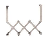 HEEPDD Ganchos para Colgar sobre la Puerta, Percha Telescópica Plegable de Acero Inoxidable con Diseño de Gancho Antideslizante para Colgar Mochila, (4 ganchos brillantes [no es necesario perforar)