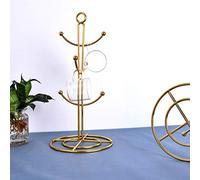 HEEPDD Ganchos para Tazas, Soporte para Tazas de café de Hierro con Acabado Dorado para 6, Estante de Almacenamiento de Cocina Vintage para de café y té (Dorado)