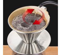 HEEPDD Gotero para Verter sobre café, Cono de Filtro de café Reutilizable de Acero Inoxidable 304 para 2 a 3 Tazas, Agua Uniforme, Enjuague Fácil, para el Hogar, Oficina, Viajes, Camping (SILVER)