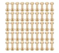 HEEPDD Herramientas de Cuero Juego de Remaches de Tornillo de Latón con Tornillos de Cabeza Plana para Manualidades de Cuero Encuadernación Cinturones Bolsos Sombreros Álbumes Cuadernos 50 Piezas