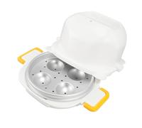 HEEPDD Hervidor de Huevos para Microondas, Vaporizador de Huevos PP de Grado Alimenticio para Duros y Blandos, Olla de Cocción Rápida de 4 Cavidades para Desayuno Ocupado