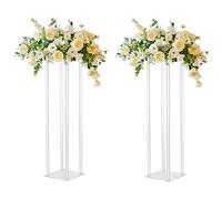 HEEPDD Jarrón Acrílico para Boda, Soporte de Flores Geométrico Alto y Transparente para Decoración de Bodas, con Diseño Elegante para Arreglos de Eventos de Recepción de Fiestas (2)