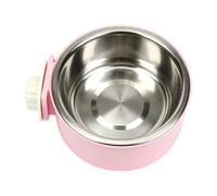 HEEPDD Jaula para Perros, Cuenco Extraíble de Acero Inoxidable para Colgar en Jaula para Mascotas, Alimentador de Agua para Cachorros, Perros Medianos, Gatos, Conejos, Hurones y Pájaros (Rosa pequeña)