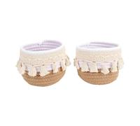 HEEPDD Juego de 2 Soportes para Brochas de Maquillaje de macramé, Cesta Organizadora de Cuerda de Algodón Tejida de 3,94x4,72 Pulgadas, Mini Contenedor de Almacenamiento Hecho a Mano para (Color café)