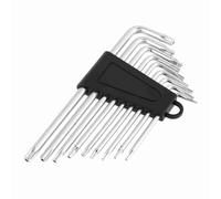 HEEPDD Juego de 9 Llaves Hexagonales en Forma de Estrella de Seguridad de Acero Al Cromo Vanadio, Ergonómicas, con Extremo Hueco en ángulo de 90 Grados, para Cabezales de Seguridad, Nueve Tamaños,