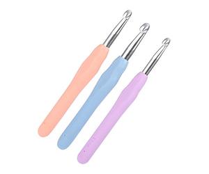 HEEPDD Juego de Agujas de Ganchillo, Aluminio con Mangos Ergonómicos de TPR Suave, Agujas de Tejer Lisas para Manualidades con Hilo, Ideal para Principiantes en Tamaños de 6,5 Mm, 7,0 Mm y 8,0