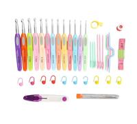 HEEPDD Juego de Agujas de Ganchillo Multicolor 13 Piezas Agujas de Ganchillo Ergonómicas con Ganchos de Aluminio y Estuche Organizador de 2,5 Mm a 10,0 Mm para Principiantes y Manos Artríticas