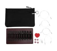 HEEPDD Juego de Agujas de Tejer Circulares 13 Pares de Agujas de Aluminio Intercambiables de 3,0-10,0 Mm con 4 Cables, Kit de Tejer Completo con Bolsa de Almacenamiento de Tela para
