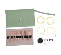 HEEPDD Juego de Agujas de Tejer Circulares Intercambiables 13 Tamaños Agujas de Oro Rosa de 3 a 10 Mm, 4 Cables, Tejido Suave para Suéteres Mantas Sombreros, Estuche con Cierre a