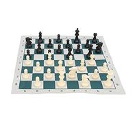 HEEPDD Juego de Ajedrez Estándar Internacional, Juego de Ajedrez de Plástico con Tablero de Verde y Blanco, Ideal para Diversión Familiar y Competiciones de Estándar Internacional, Tamaño Grande