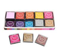 HEEPDD Juego de Almohadillas de Tinta, 20 Colores, Sellos de Almohadilla de Tinta con Sellos Lavables Multicolores Solubles en Agua, Suministros para Manualidades DIY para Papel,