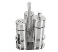 HEEPDD Juego de Coctelera para Condimentos, Dispensador de Condimentos de Acero Inoxidable 304, Incluye Recipientes de Vinagre y Aceite para Almacenamiento de Cocina, Barbacoa y Cocina (3 cabeza)