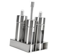 HEEPDD Juego de Coctelera para Condimentos, Dispensador de Condimentos de Acero Inoxidable 304, Incluye Recipientes de Vinagre y Aceite para Almacenamiento de Cocina, Barbacoa y Cocina (4 cabeza)