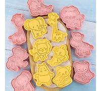 HEEPDD Juego de Cortadores de Galletas con Forma de Animal, 8 Piezas de Plástico de Grado Alimenticio, Molde para Hornear de Fácil Liberación para Galletas, Fondant, Liviano, 5.3 Onzas, Herramienta